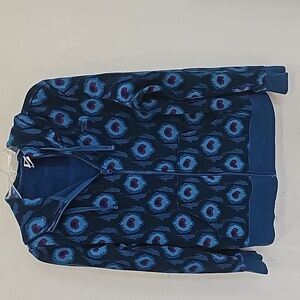 The North Face Womens Hoodie zipper jacket Size L Abstract print Blue pink